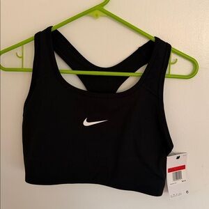NWT Nike Black Medium Support Non Padded Swoosh 2.0 Sports Bra Size Large